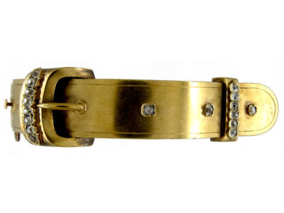 Gold & Diamond Buckle Bangle