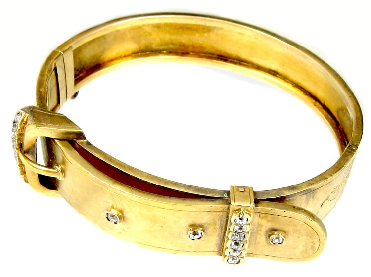 Gold & Diamond Buckle Bangle