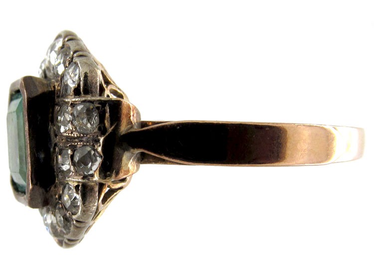 18ct Gold, Colombian Emerald & Diamond Art Deco Ring