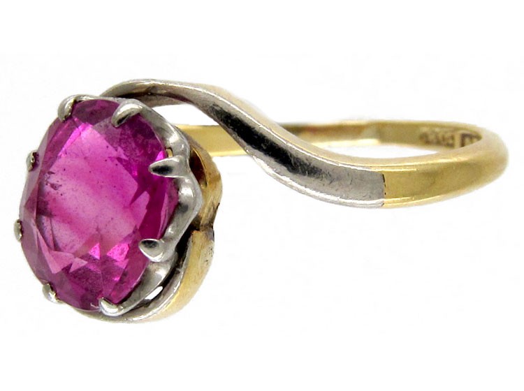 Pink Sapphire Art Nouveau Ring