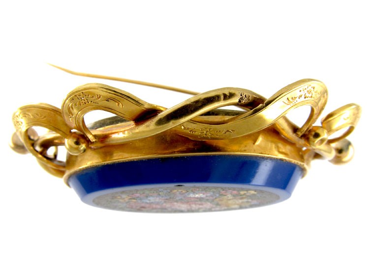 Victorian 18ct Gold & Micro Mosaic Brooch of Flowers