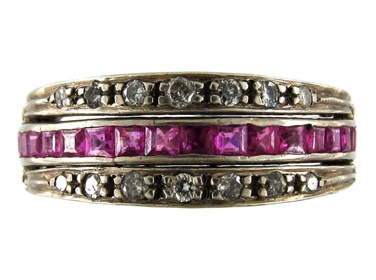 Sapphire, Diamond & Ruby Flip Over Ring