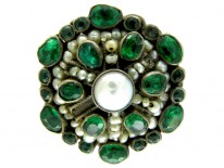 Austro-Hungarian Garnet Doublet & Pearl Ring