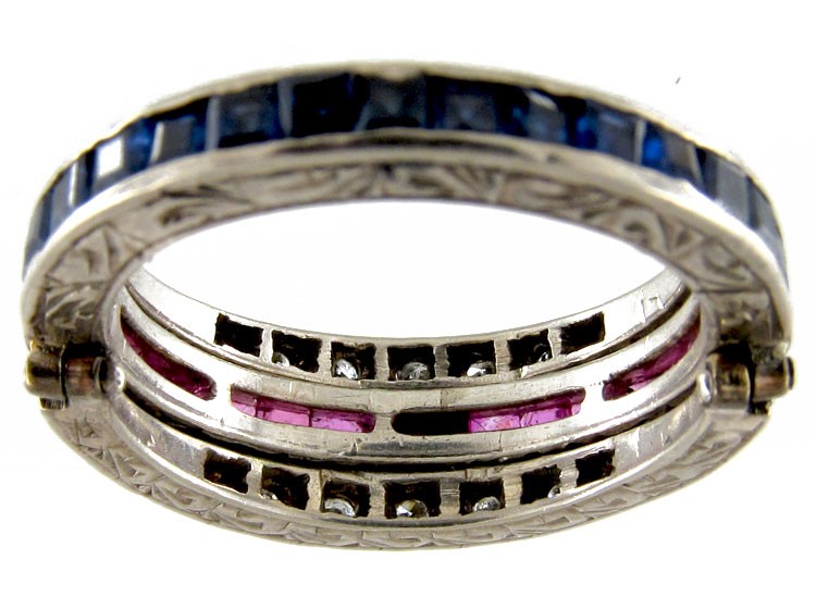 Sapphire, Diamond & Ruby Flip Over Ring