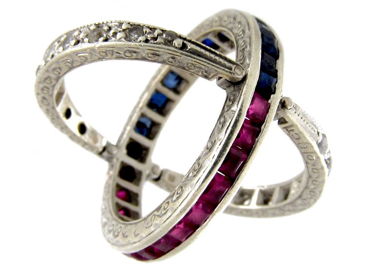 Diamond, Ruby & Sapphire Flip Over Ring