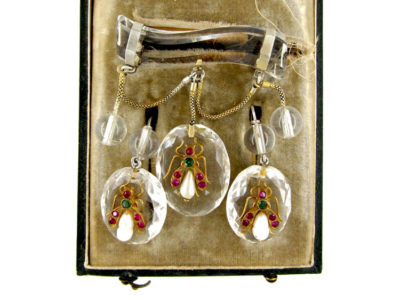 Rock Crystal Victorian Earrings & Brooch Set