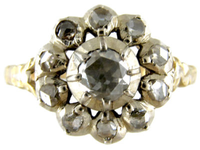 Georgian Rose Cut Diamond Cluster Ring