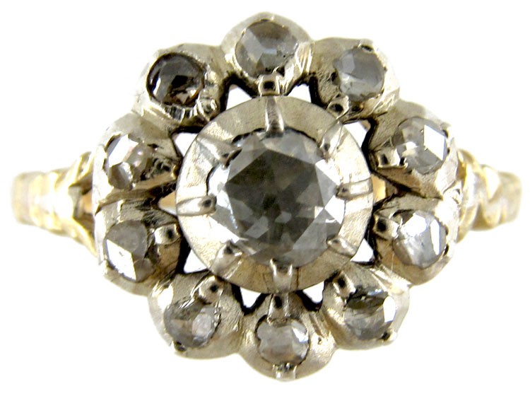 Georgian Rose Cut Diamond Cluster Ring