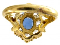 Large Sapphire & Diamond Cluster Ring