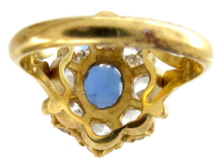 Large Sapphire & Diamond Cluster Ring