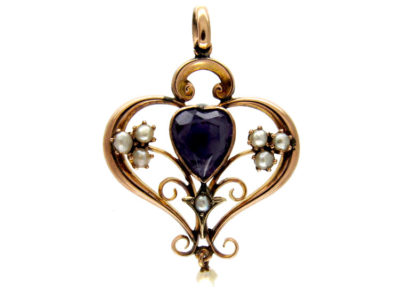 Amethyst & Pearl Heart Shape Pendant