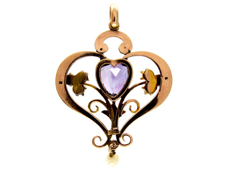 Amethyst & Pearl Heart Shape Pendant