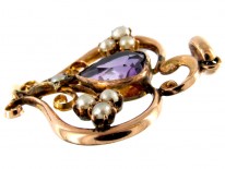Amethyst & Pearl Heart Shape Pendant