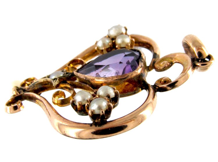 Amethyst & Pearl Heart Shape Pendant