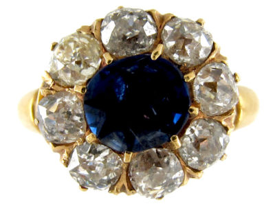 Diamond & Sapphire Cluster Ring