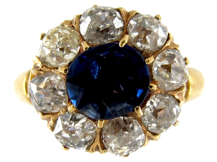 Diamond & Sapphire Cluster Ring