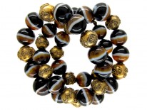 Onyx & Silver Gilt Bead Necklace
