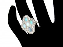 Opal & Diamond Large Cluster Art Deco Ring