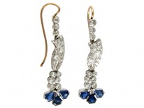 Burma Sapphire & Diamond Edwardian Drop Earrings