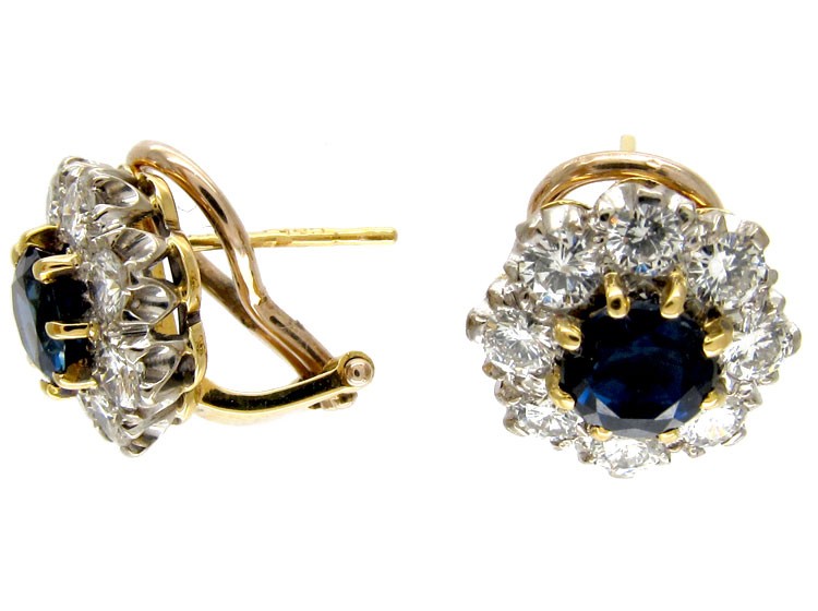 Sapphire & Diamond Cluster Earrings