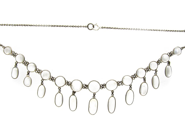 Silver & Moonstone Drops Necklace
