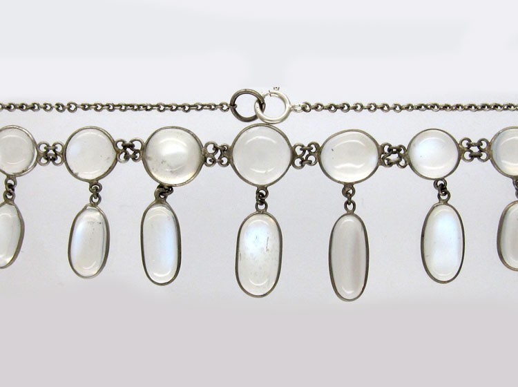 Silver & Moonstone Drops Necklace