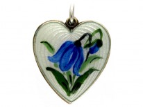 Silver & Enamel Gentian Heart Pendant