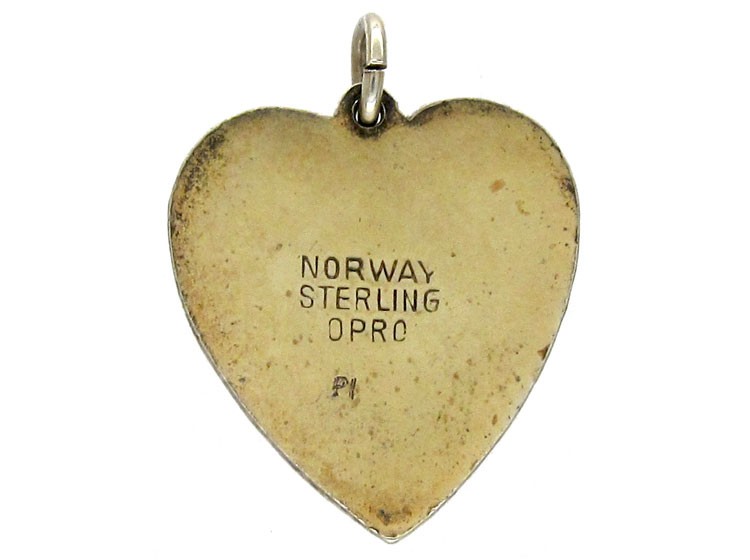 Silver & Enamel Gentian Heart Pendant