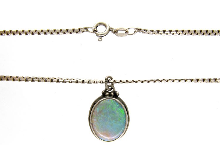 Silver & Opal Pendant by Bernard Instone