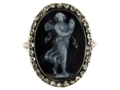 Hardstone Cameo, Rose Diamond Ring