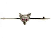 Diamond Fox Head Brooch