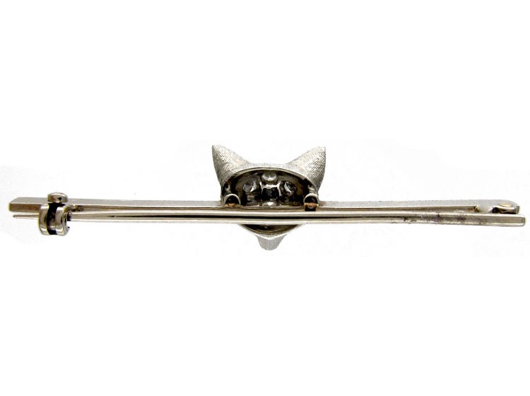 Diamond Fox Head Brooch