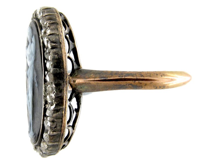 Hardstone Cameo, Rose Diamond Ring