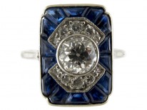 Sapphire & Diamond Art Deco Ring