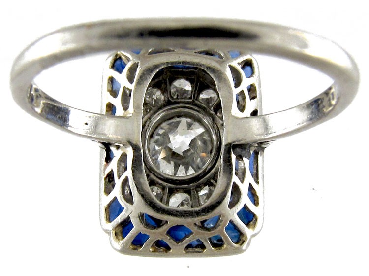 Sapphire & Diamond Art Deco Ring