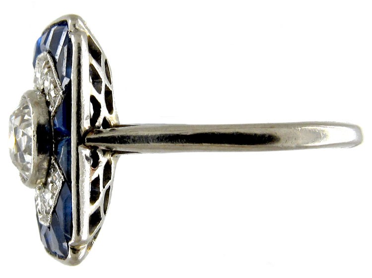 Sapphire & Diamond Art Deco Ring