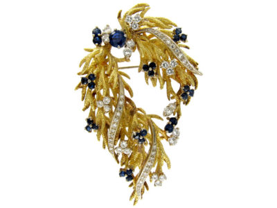Sapphire & Diamond Floral Swag Brooch