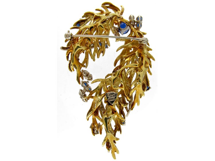 Sapphire & Diamond Floral Swag Brooch