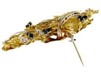 Sapphire & Diamond Floral Swag Brooch