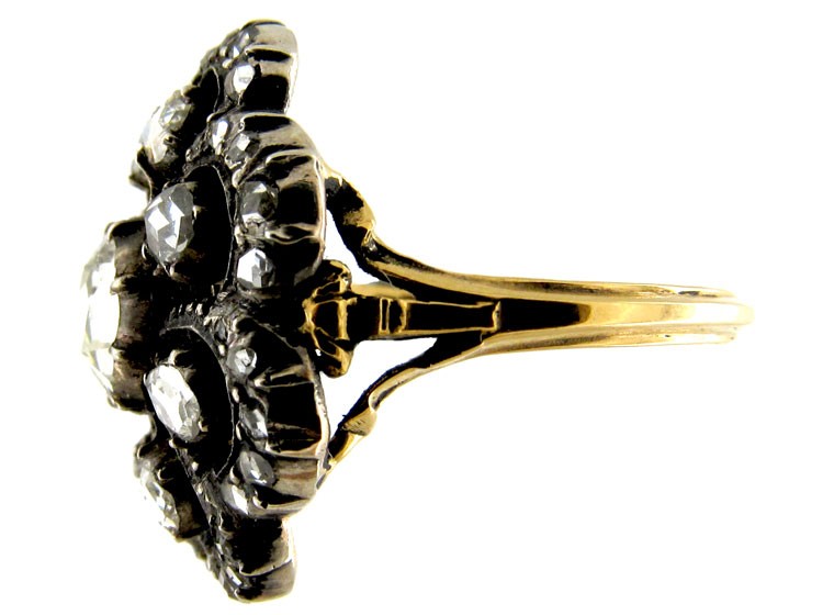 Georgian Gold & Old Mine Cut Diamond Cluster Ring