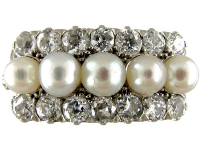 Natural Pearl & Diamond Edwardian Ring