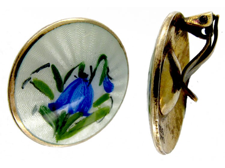 Silver & Enamel Gentian Earrings