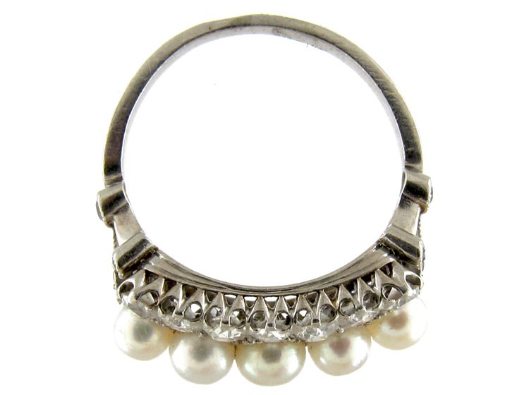 Natural Pearl & Diamond Edwardian Ring