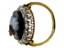 Carved Hardstone Cameo Diamond Ring