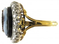 Carved Hardstone Cameo Diamond Ring