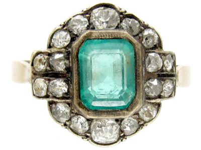 18ct Gold, Colombian Emerald & Diamond Art Deco Ring