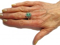 18ct Gold, Colombian Emerald & Diamond Art Deco Ring