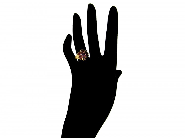 Edwardian Garnet Cluster Gold Ring