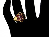 Edwardian Garnet Cluster Gold Ring