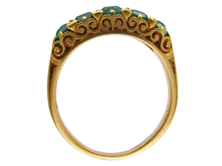 Victorian Columbian Emerald Five Stone Ring
